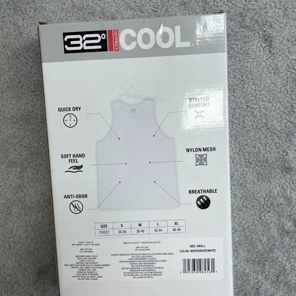 NEW 32 Degrees Cool Men's Size S 3-Pack Comfort Mesh Tank White - Picture 3 of 5